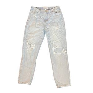 Streetwear Society Straight Leg High Waisted Distressed Ripped Jeans Size 7